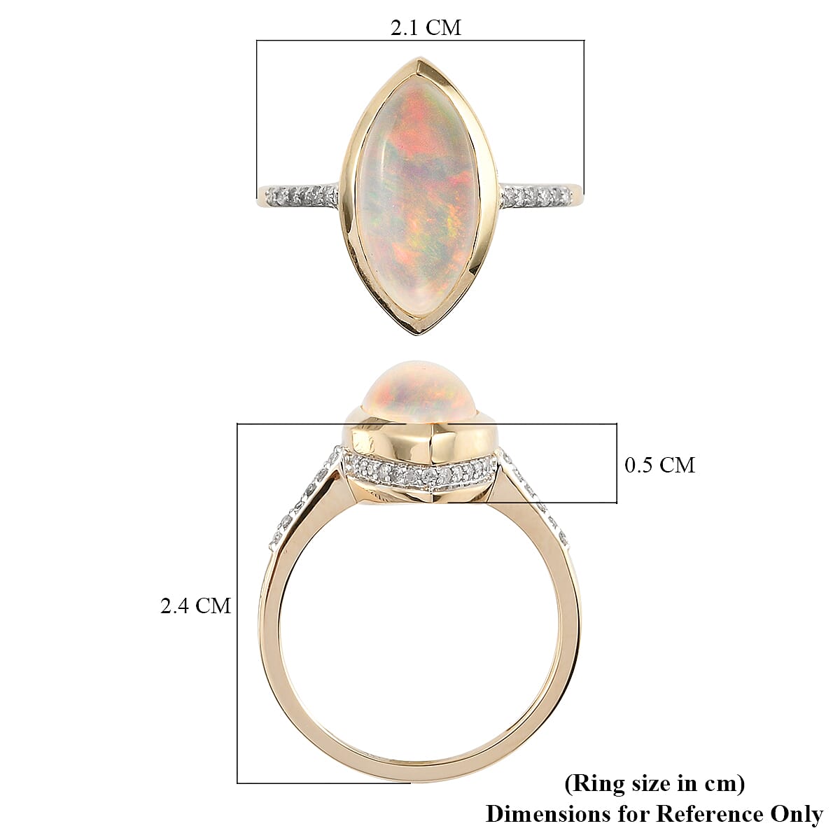 9K Yellow Gold Ethiopian Welo Opal and Diamond Ring 2.54 Ct. 7388660 6