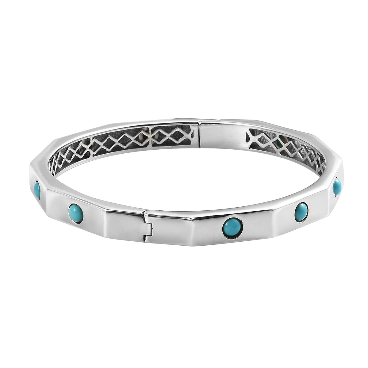 2.52 Ct. Arizona Sleeping Beauty Turquoise Full Bangle in Platinum Plated Sterling Silver 3838393 2