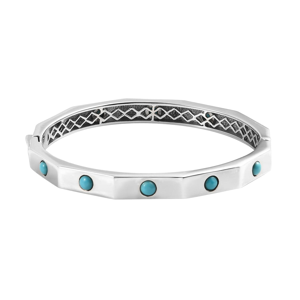 2.52 Ct. Arizona Sleeping Beauty Turquoise Full Bangle in Platinum Plated Sterling Silver 3838393 3
