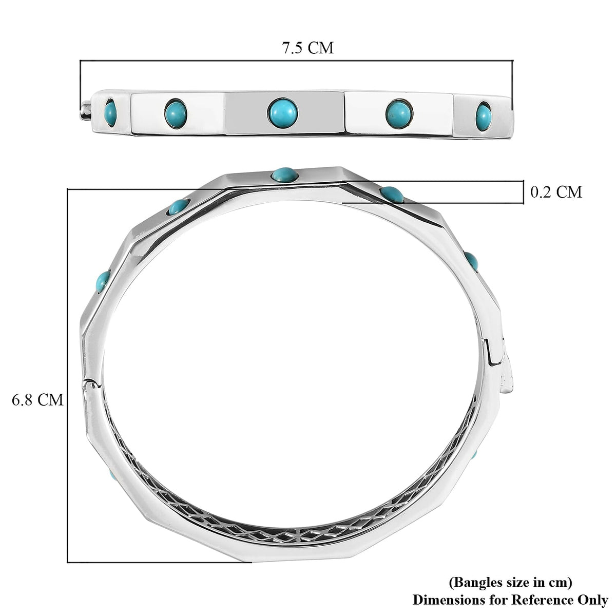 2.52 Ct. Arizona Sleeping Beauty Turquoise Full Bangle in Platinum Plated Sterling Silver 3838393 4