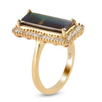 Canadian Ammolite and Diamond Ring in 14K Gold Overlay Sterling Silver 2.56 Ct.