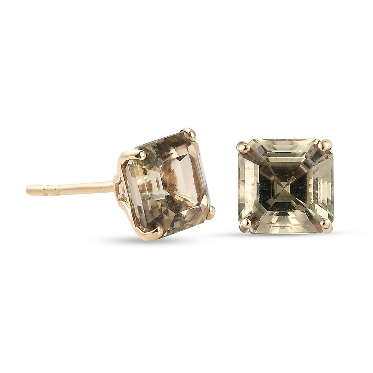 2.57 Ct. AAA Turkizite Solitaire Stud Earrings In 9K Yellow Gold 6850799 4