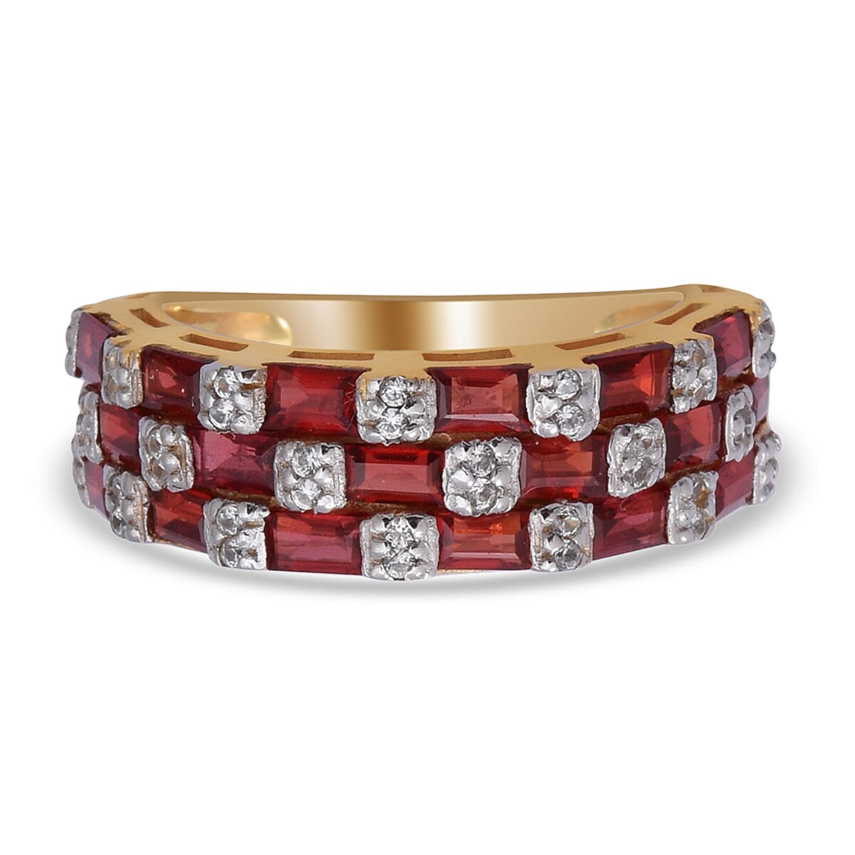 2.64 Ct. Red Sapphire and Natural Cambodian Zircon Ring in Two Tone Sterling Silver 6276338 0