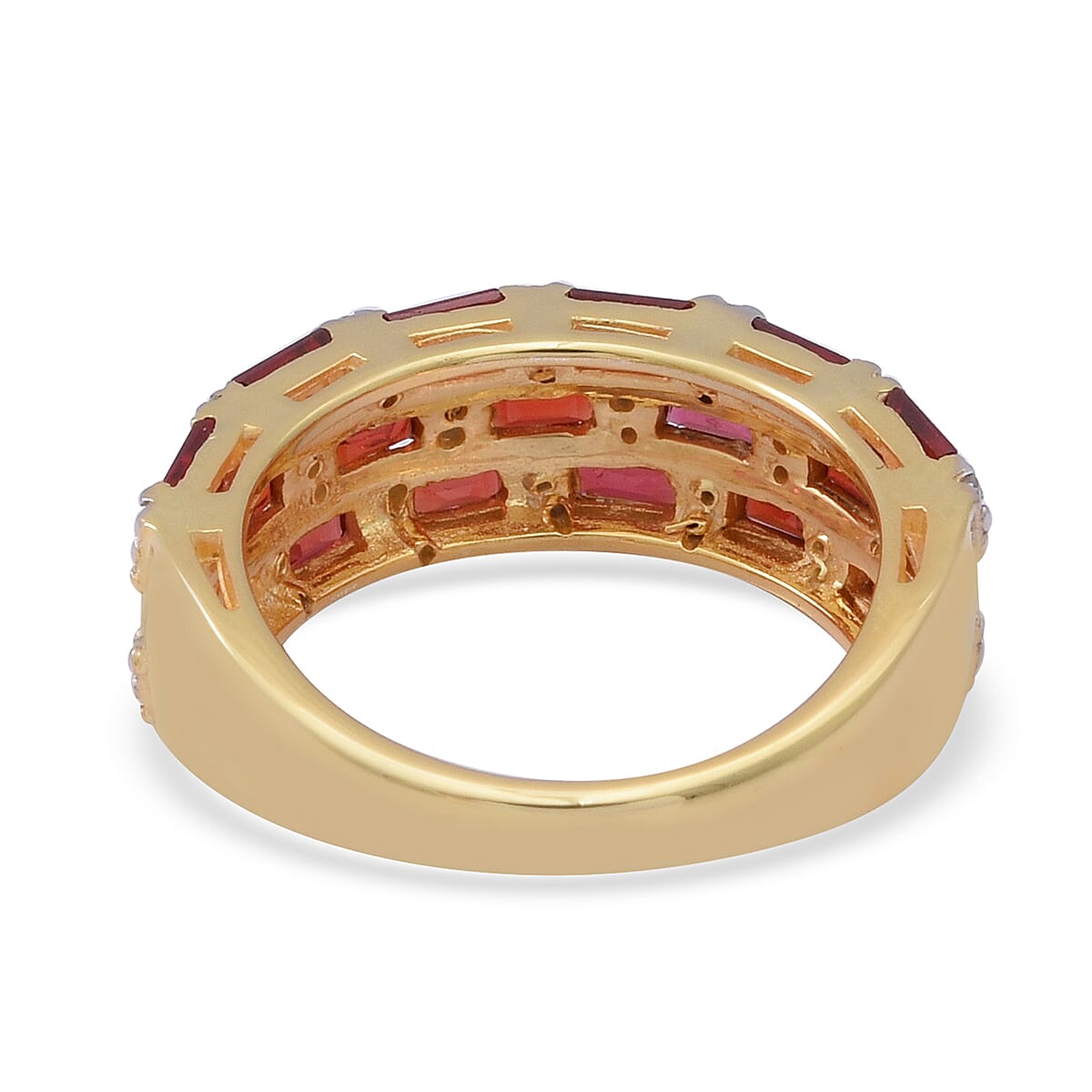 2.64 Ct. Red Sapphire and Natural Cambodian Zircon Ring in Two Tone Sterling Silver 6276338 3