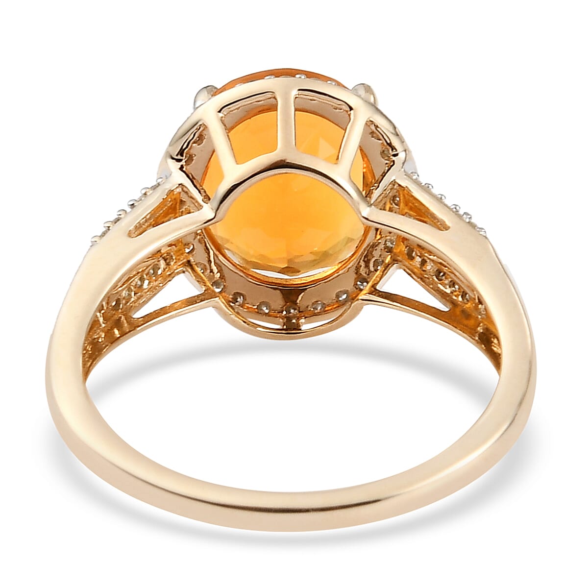 2.72 Ct. AA Brazilian Fire Opal and Diamond Ring in 9K Yellow Gold 7792066 5