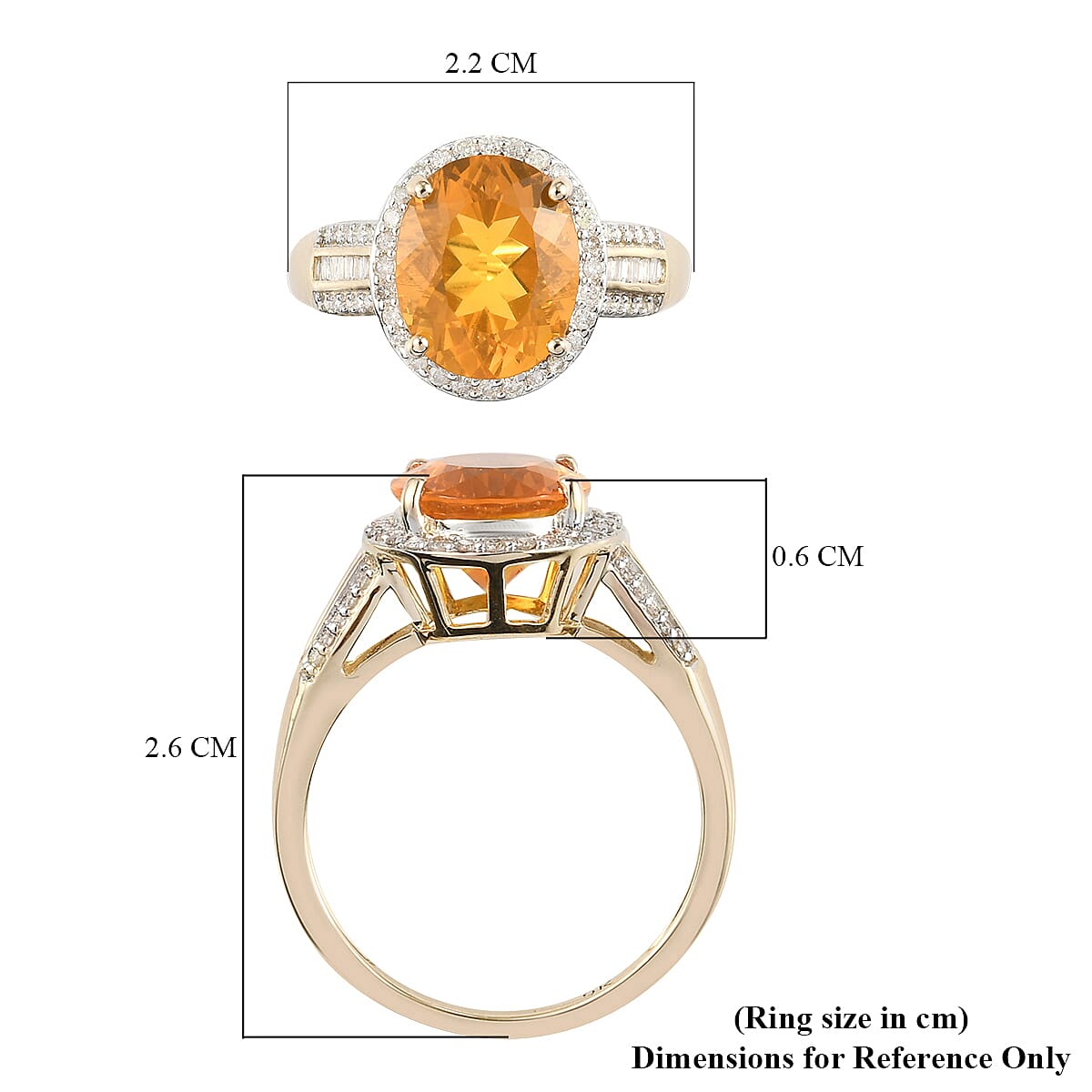 2.72 Ct. AA Brazilian Fire Opal and Diamond Ring in 9K Yellow Gold 7792066 6