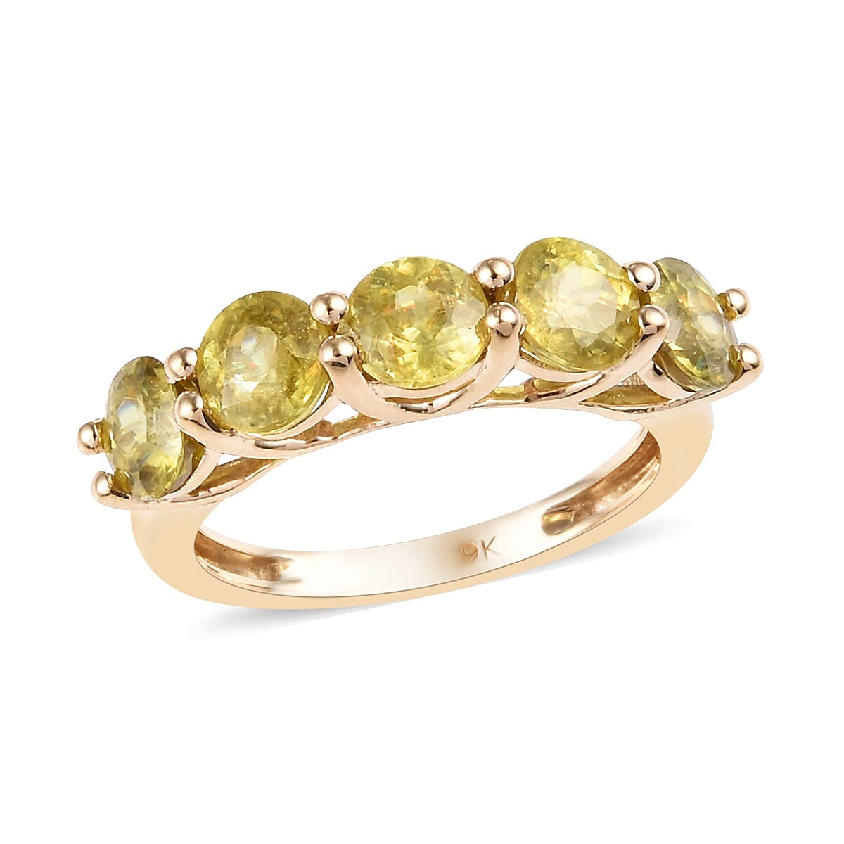 2.75 Carat Sava Sphene 5 Stone Ring in 9K Gold 2.77 Grams 3476300 0