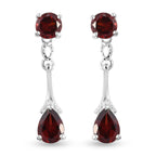Mozambique Garnet (Pear and Rnd) Dangling Earrings (with Push Back) in Sterling Silver 2.90 Ct.