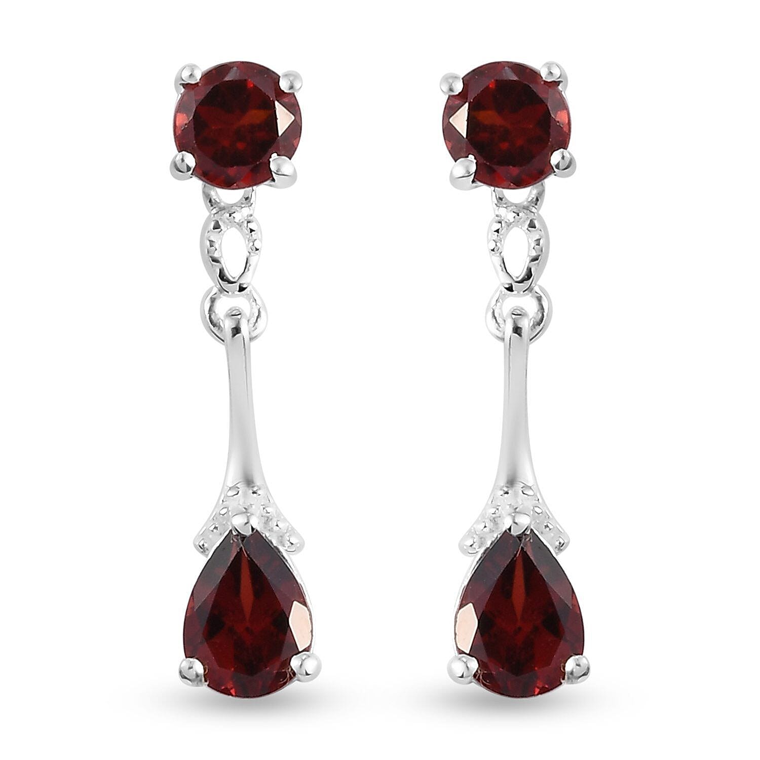 2.75 Ct Mozambique Garnet Dangle Earrings in Sterling Silver 3227598 0