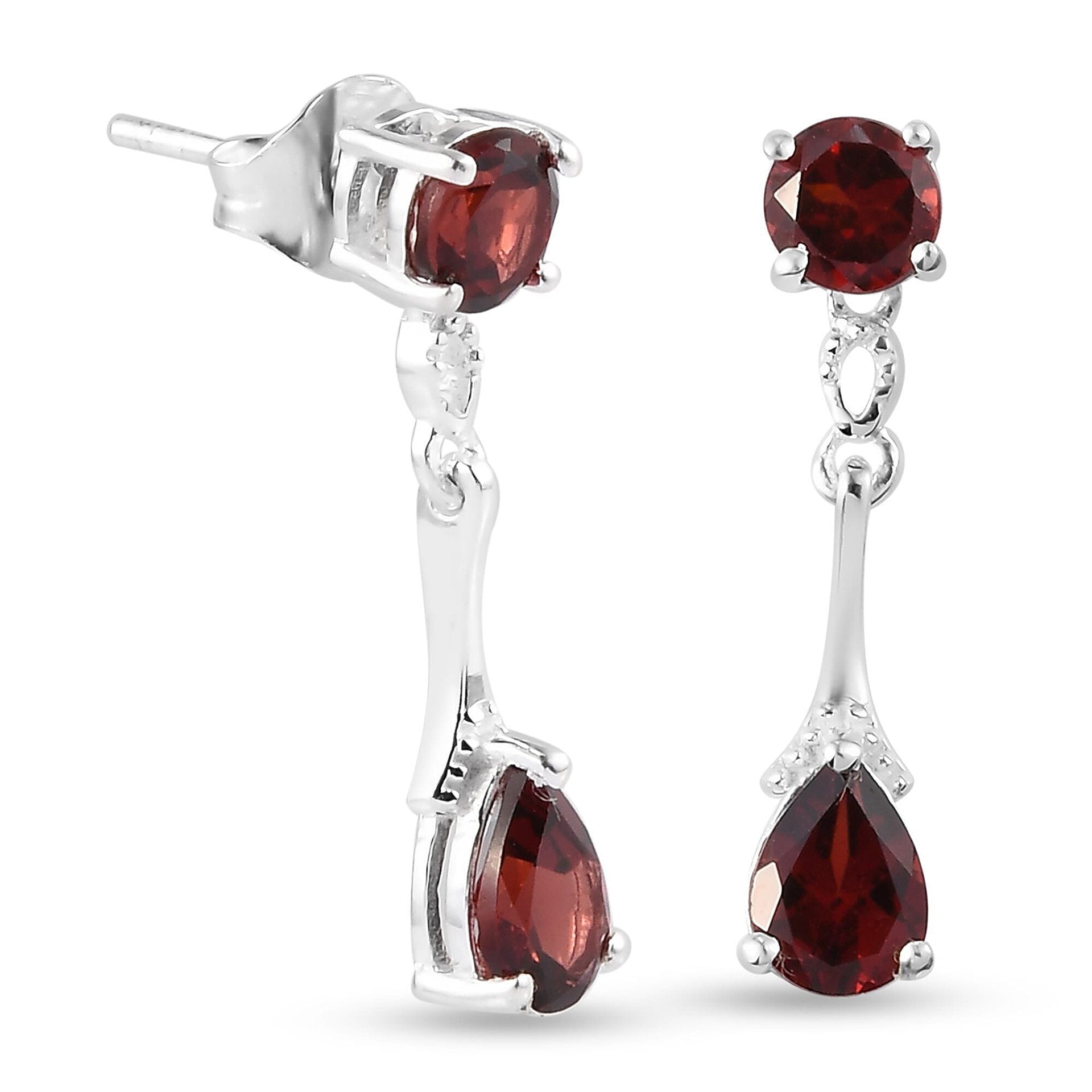 2.75 Ct Mozambique Garnet Dangle Earrings in Sterling Silver 3227598 5