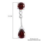 Mozambique Garnet (Pear and Rnd) Dangling Earrings (with Push Back) in Sterling Silver 2.90 Ct.