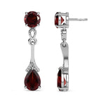 Mozambique Garnet (Pear and Rnd) Earrings in Sterling Silver 2.95 Ct.