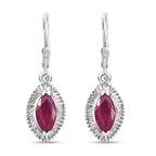 African Ruby (FF) and Diamond Lever Back Earrings in Platinum Overlay Sterling Silver 3.16 Ct.