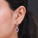African Ruby (FF) and Diamond Lever Back Earrings in Platinum Overlay Sterling Silver 3.16 Ct.