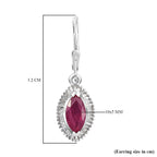 African Ruby (FF) and Diamond Lever Back Earrings in Platinum Overlay Sterling Silver 3.16 Ct.