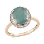 9K Yellow Gold Grandidierite and Diamond Halo Ring 2.83 Ct.