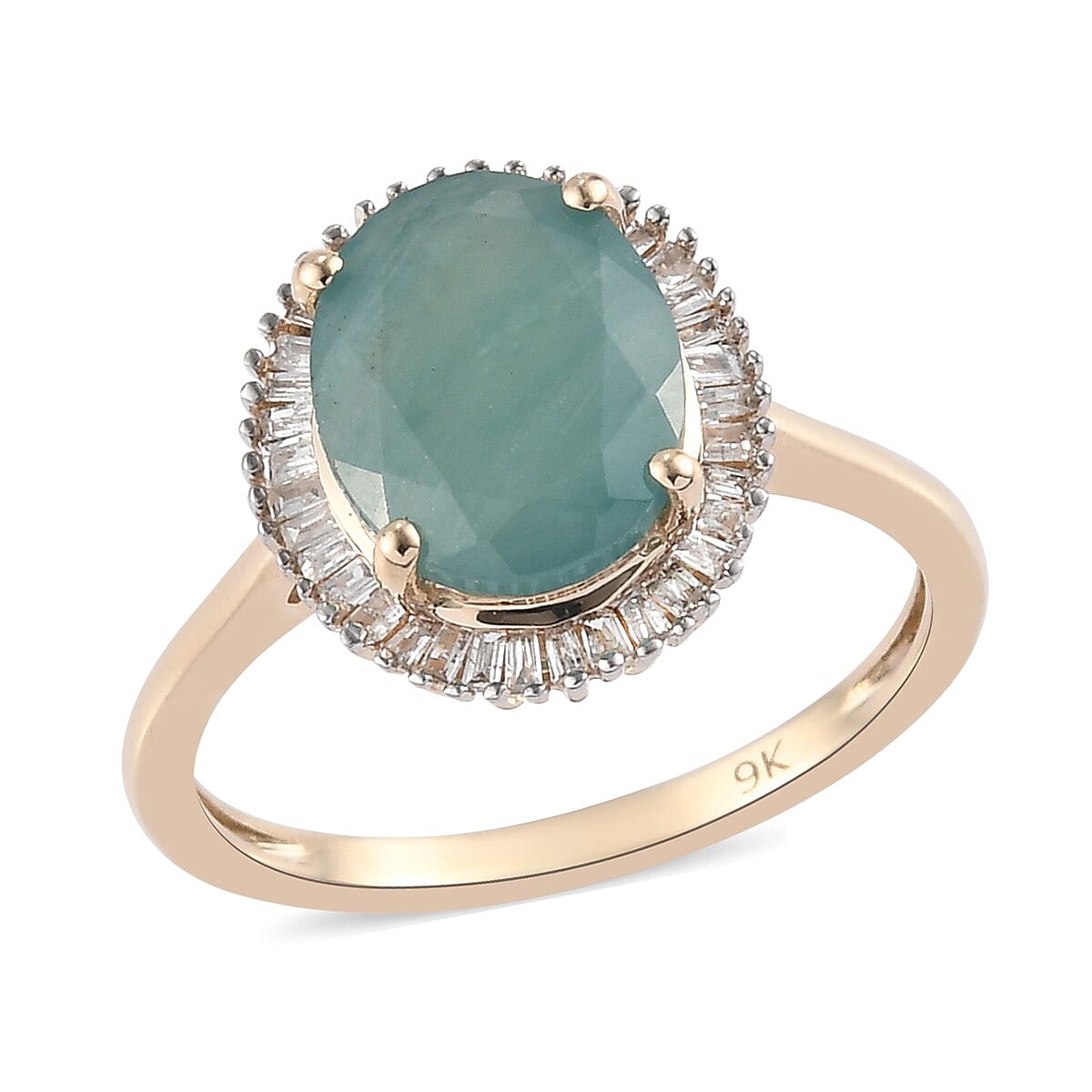 2.83 Ct. AA Grandidierite and Diamond Halo Ring in 9K Yellow Gold 3876348 0