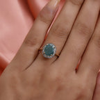 9K Yellow Gold Grandidierite and Diamond Halo Ring 2.83 Ct.