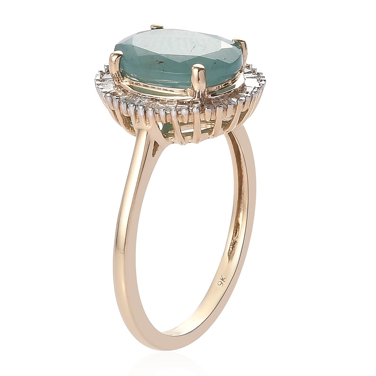 2.83 Ct. AA Grandidierite and Diamond Halo Ring in 9K Yellow Gold 3876348 3