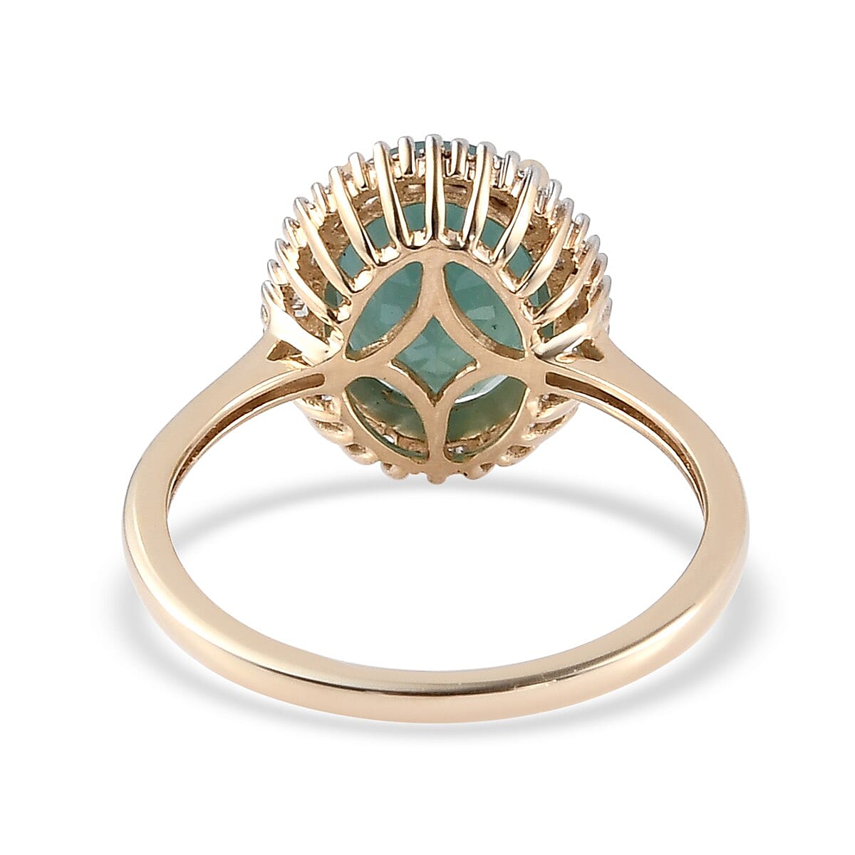 2.83 Ct. AA Grandidierite and Diamond Halo Ring in 9K Yellow Gold 3876348 4