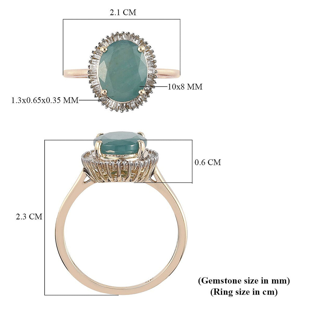 9K Yellow Gold Grandidierite and Diamond Halo Ring 2.83 Ct.