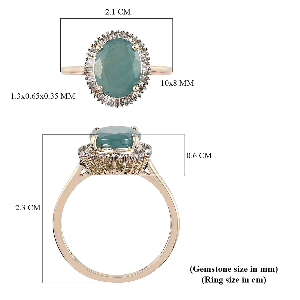 2.83 Ct. AA Grandidierite and Diamond Halo Ring in 9K Yellow Gold 3876348 5
