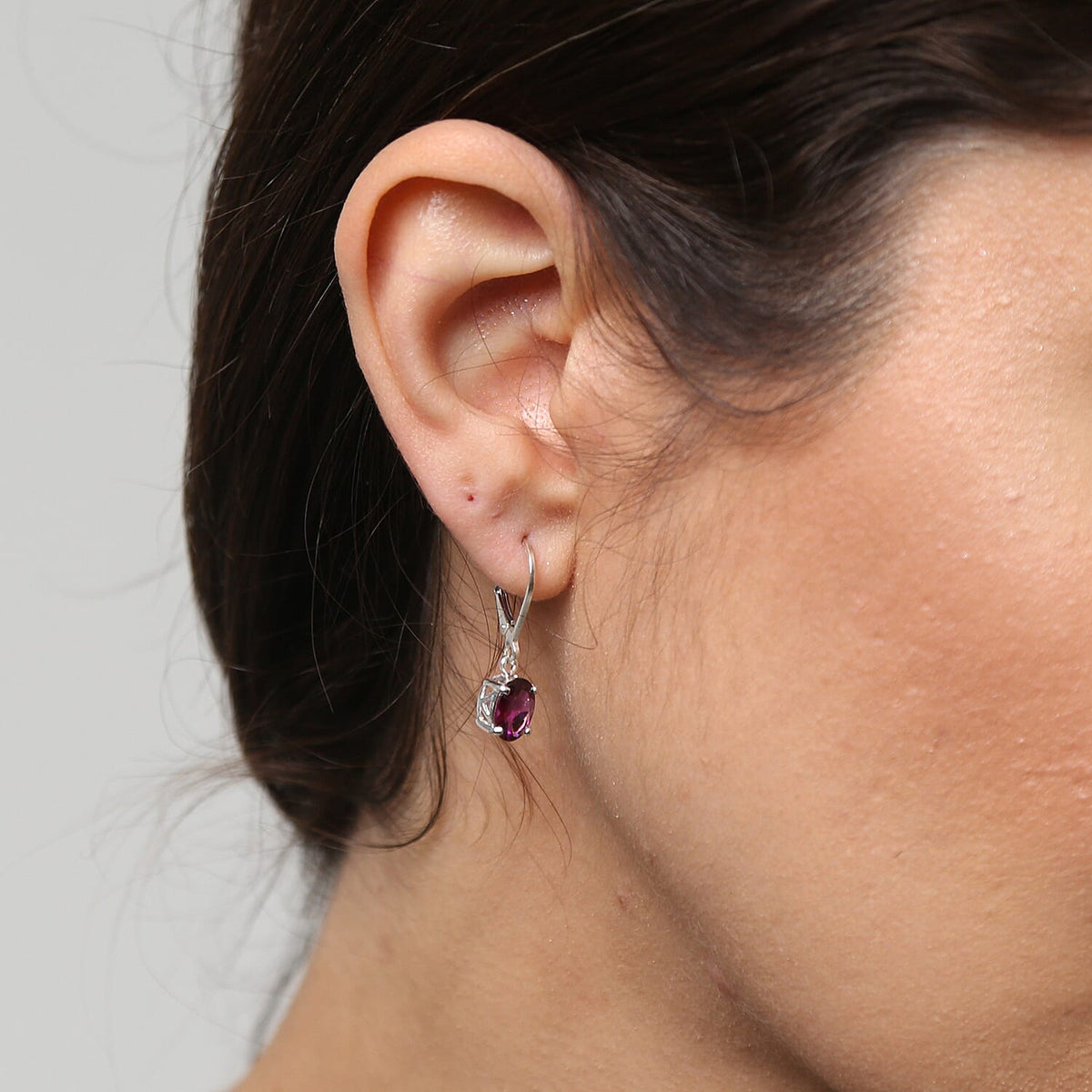 2.85 Ct. Rhodolite Garnet Solitaire Earrings in Rhodium Plated Sterling Silver 6068105 1