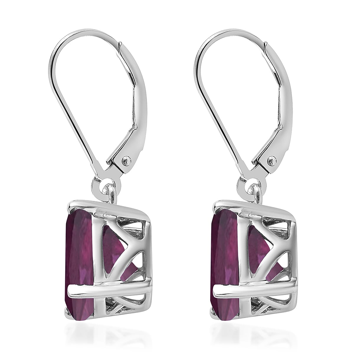 2.85 Ct. Rhodolite Garnet Solitaire Earrings in Rhodium Plated Sterling Silver 6068105 2