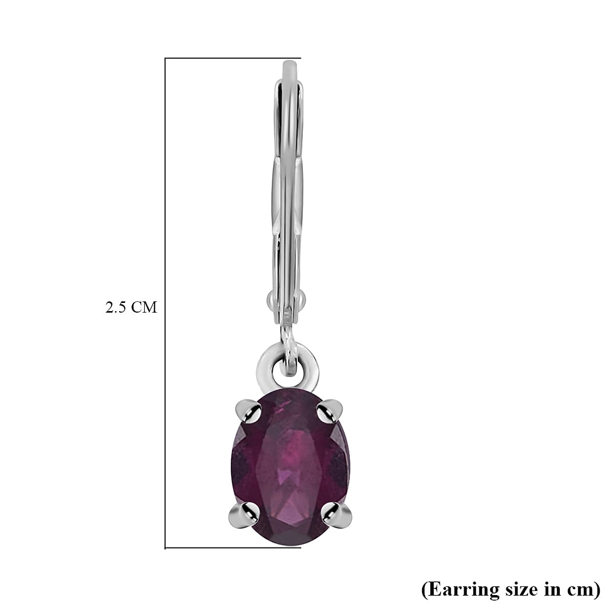 2.85 Ct. Rhodolite Garnet Solitaire Earrings in Rhodium Plated Sterling Silver 6068105 3