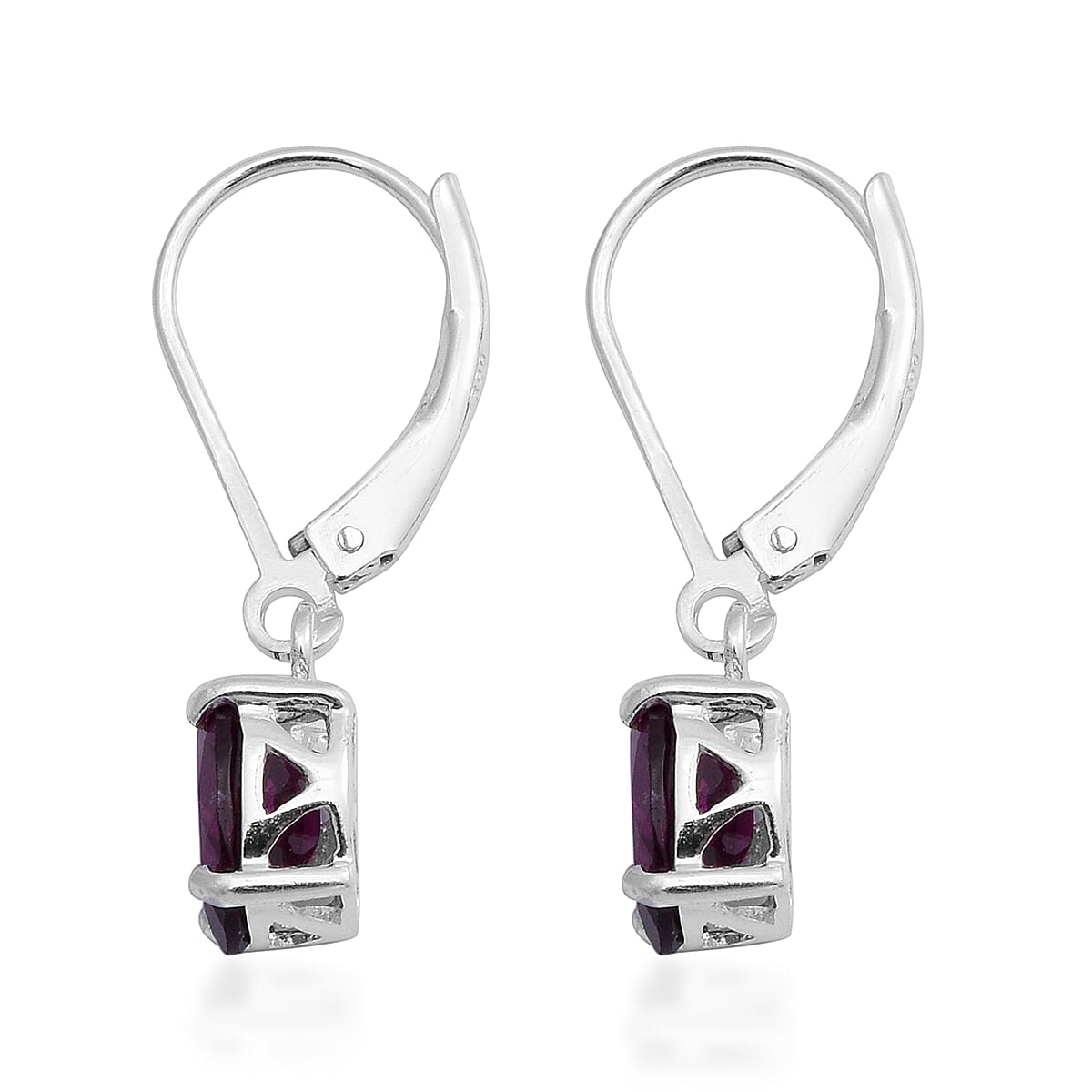 2.85 Ct. Rhodolite Garnet Solitaire Earrings in Rhodium Plated Sterling Silver 6068105 4