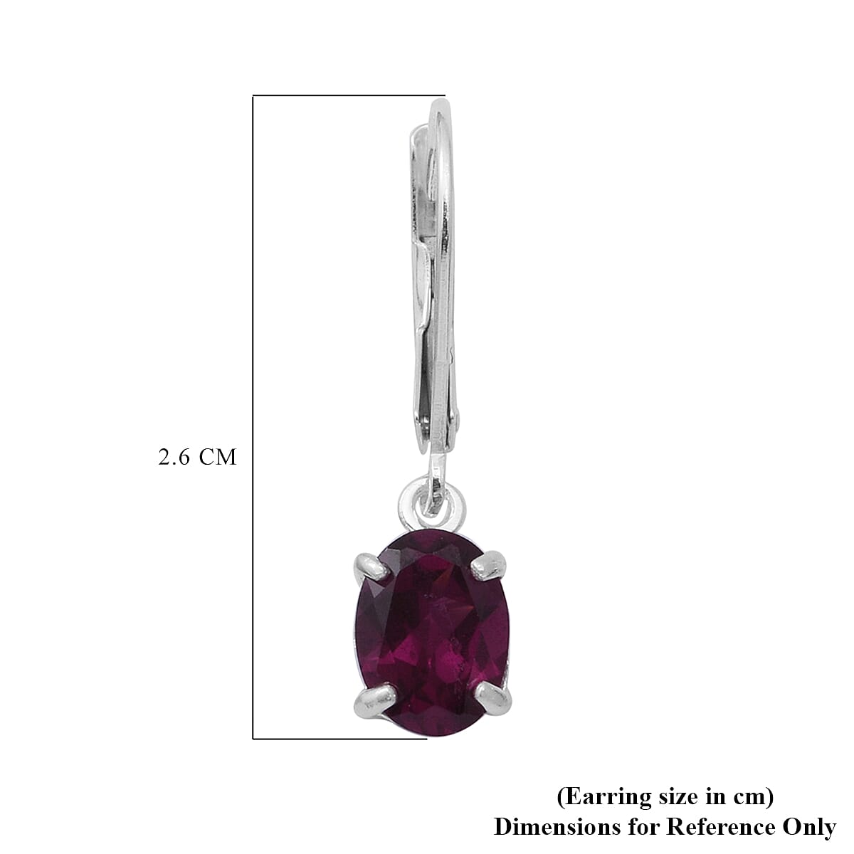 2.85 Ct. Rhodolite Garnet Solitaire Earrings in Rhodium Plated Sterling Silver 6068105 5
