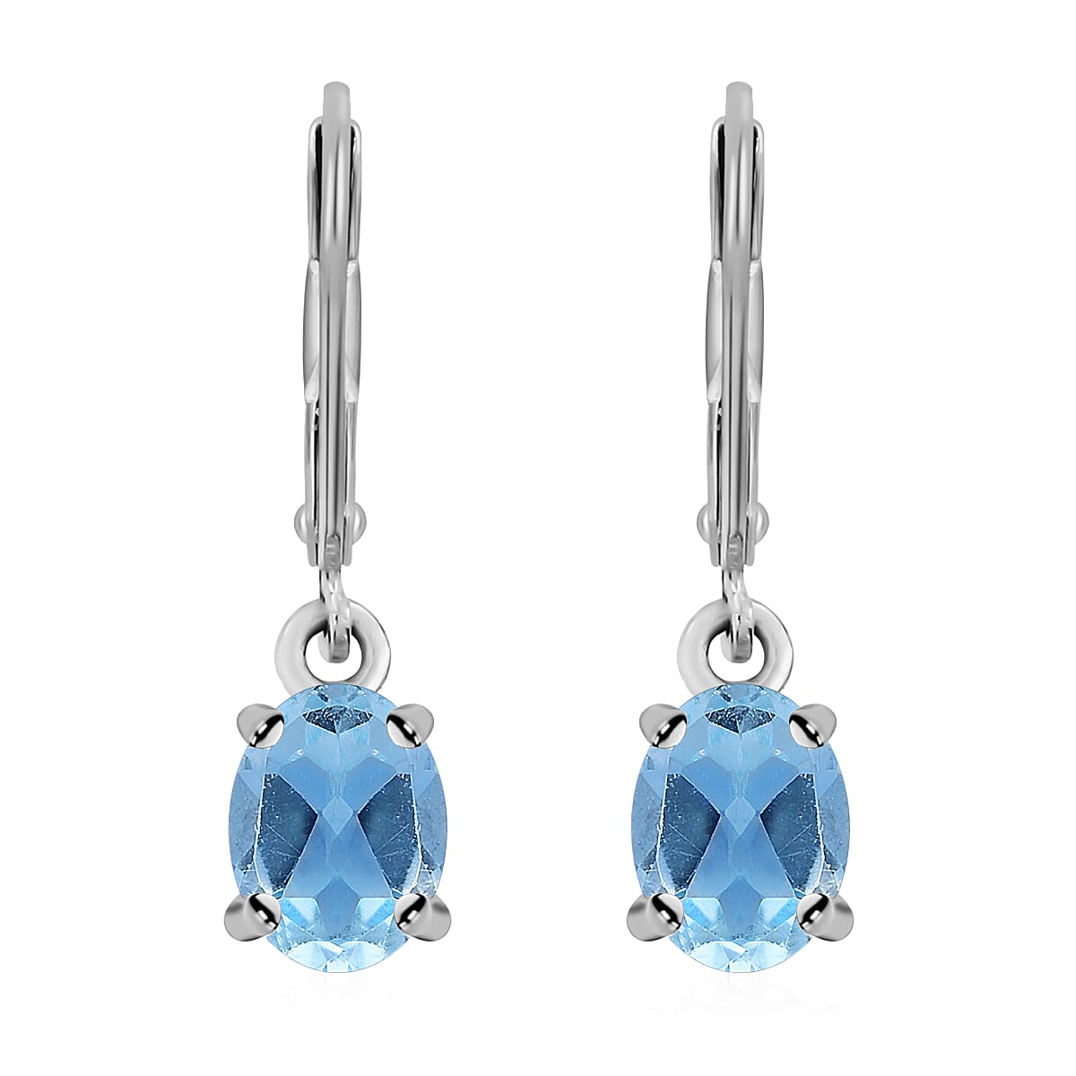 2.88 Ct.Blue Topaz Solitaire Earrings in Rhodium Plated Sterling Silver 6068104 0