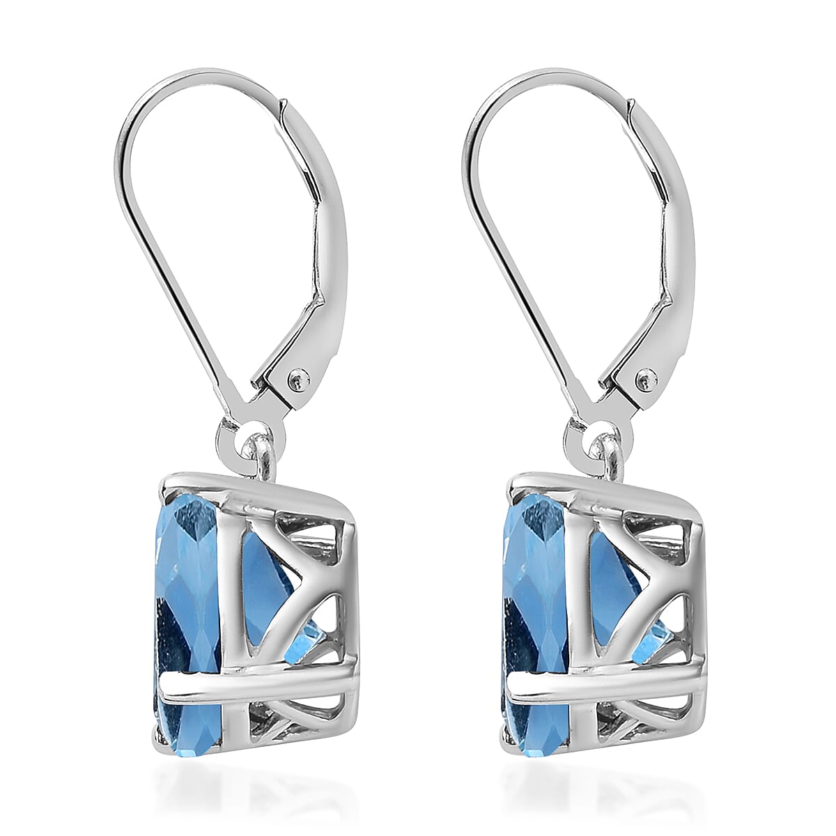 2.88 Ct.Blue Topaz Solitaire Earrings in Rhodium Plated Sterling Silver 6068104 2