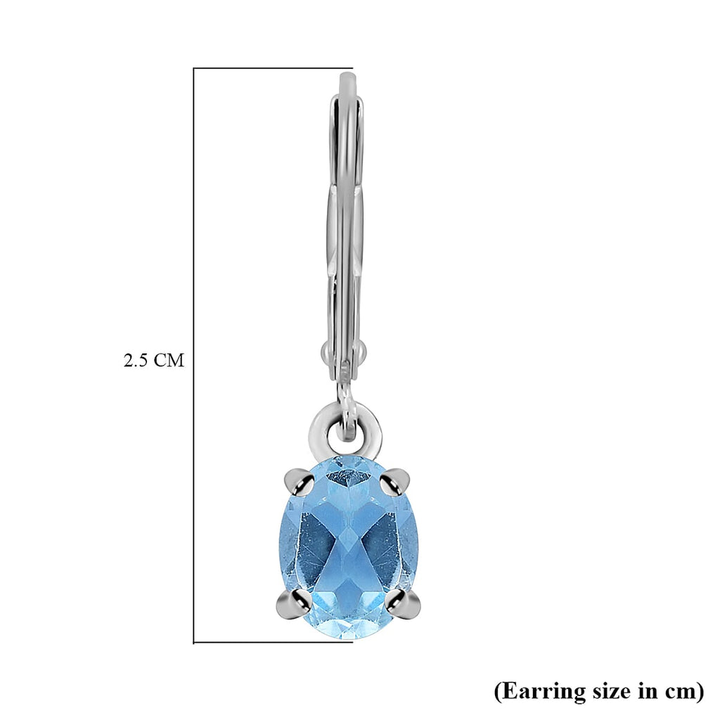 D'Joy Blue Topaz Drop Earrings with Lever Back in Sterling Silver 3.77 Ct.