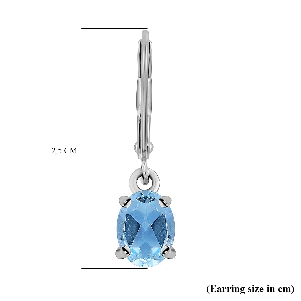 2.88 Ct.Blue Topaz Solitaire Earrings in Rhodium Plated Sterling Silver 6068104 3