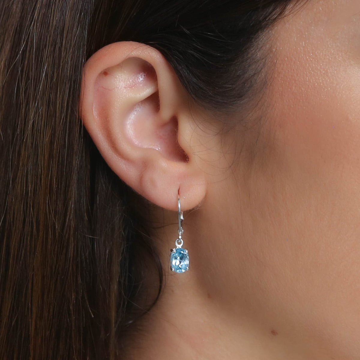 2.88 Ct.Blue Topaz Solitaire Earrings in Rhodium Plated Sterling Silver 6068104 4