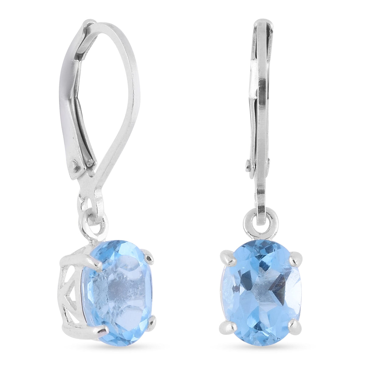 2.88 Ct.Blue Topaz Solitaire Earrings in Rhodium Plated Sterling Silver 6068104 5