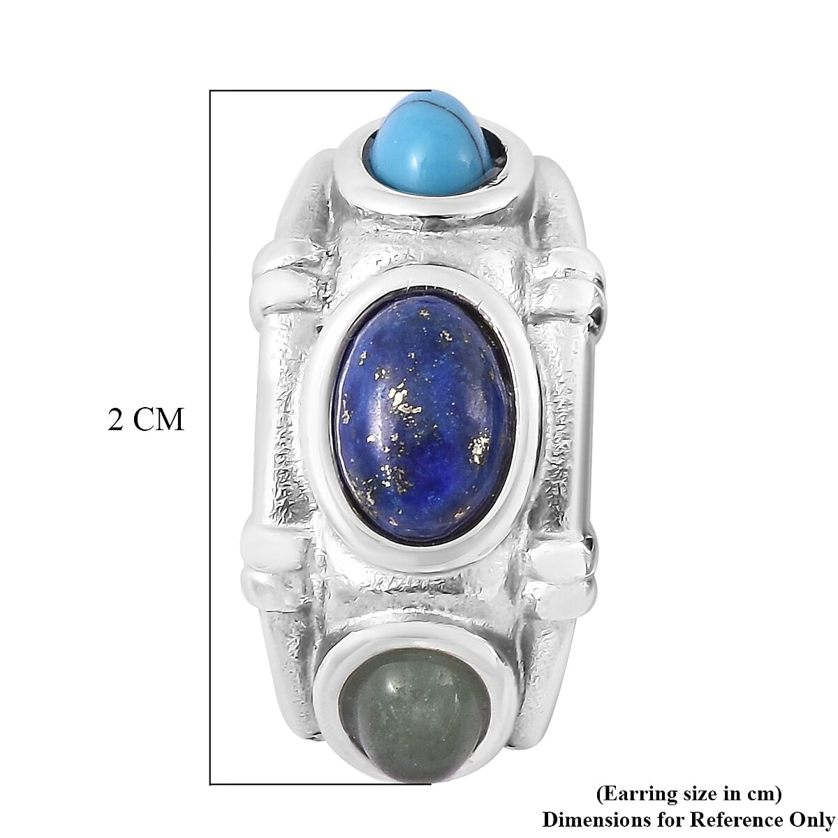 2.90 Ct. Lapis Lazuli, Green Aventurine and Blue Howlite Half Hoop Earrings in Silver-Tone 6295956 5