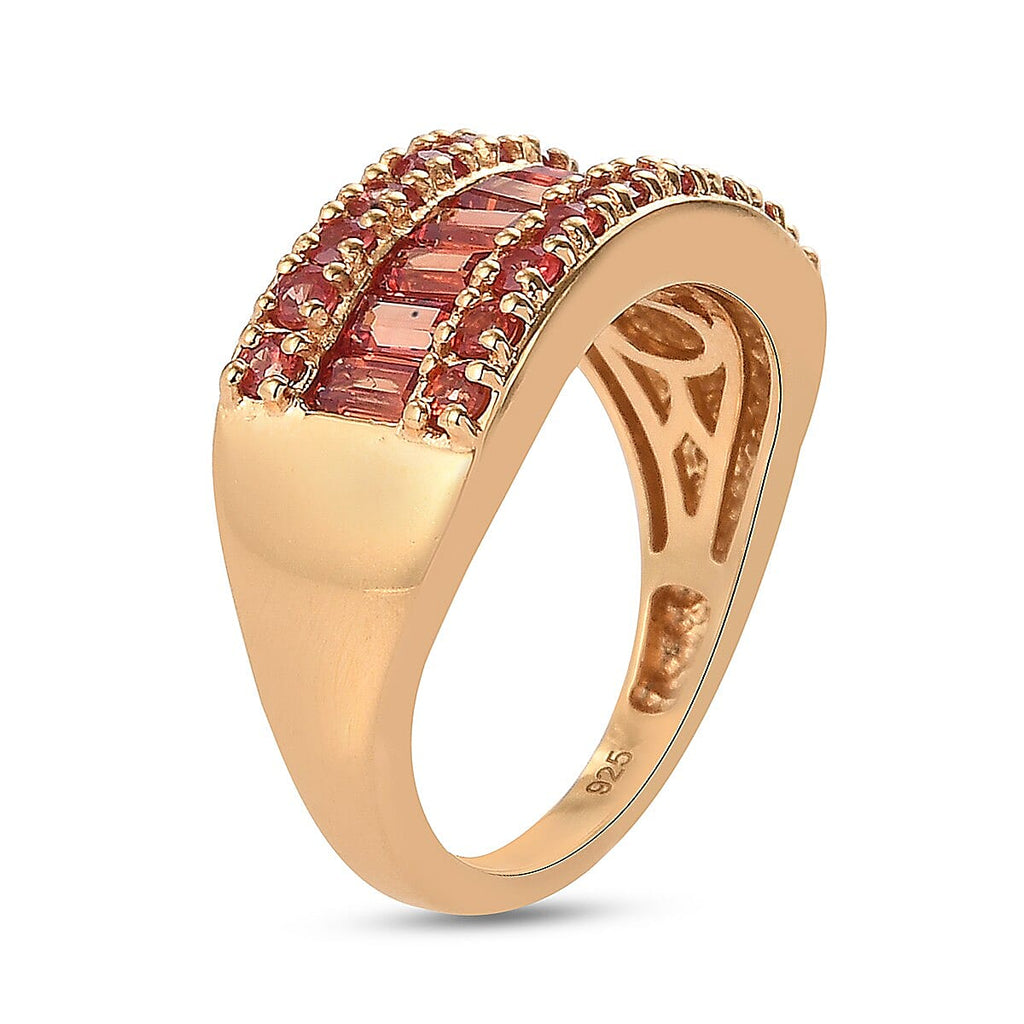 Red Sapphire Band Ring in 14K Gold Overlay Sterling Silver 2.00 Ct.