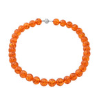 AAAA Natural AIG Certified Baltic Amber 14mm Necklace (Size - 20) in Rhodium Overlay Sterling Silver with Magentic Lock 305.55 Ct.
