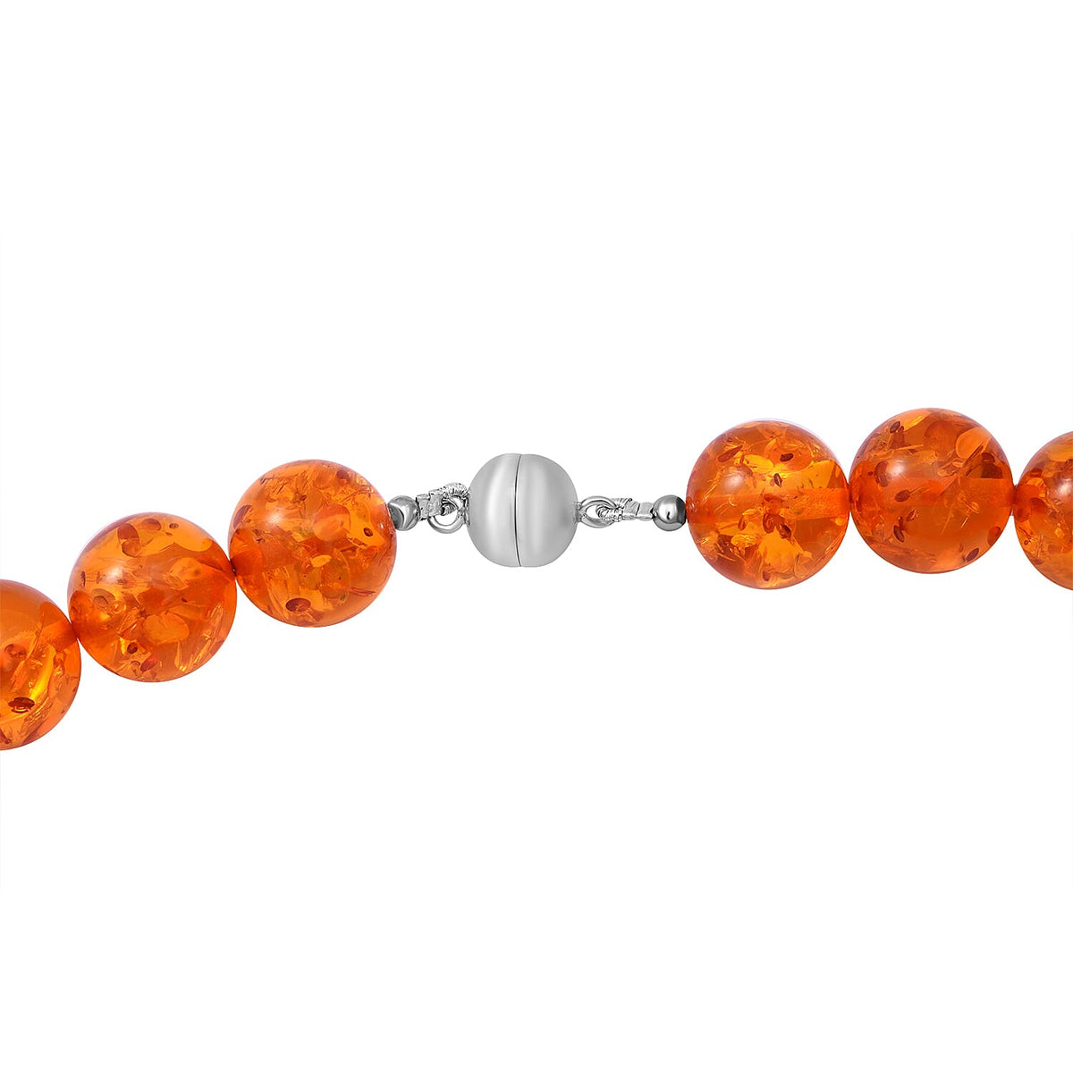 200 Ct. Amber Beads Necklace Size - 20 inches in Rhodium Plated Sterling Silver 8948340 5