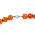 AAAA Natural AIG Certified Baltic Amber 14mm Necklace (Size - 20) in Rhodium Overlay Sterling Silver with Magentic Lock 305.55 Ct.