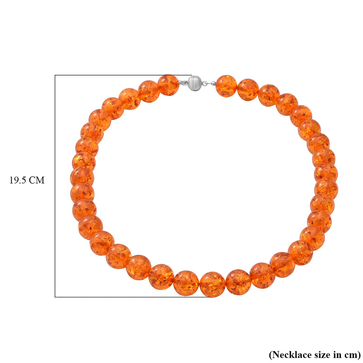200 Ct. Amber Beads Necklace Size - 20 inches in Rhodium Plated Sterling Silver 8948340 6