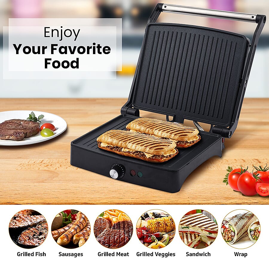 2000 Watts Homesmart Multipurpose 180 Degree Grill, Sandwhich Maker with Temperature Control, Non-Stick Coating Powered by BS Plug 7597213 1