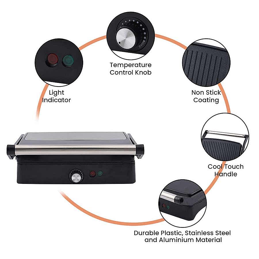 Homesmart - Low Fat Health Grill 180 Degree Grill with Temperature Control - 2000W