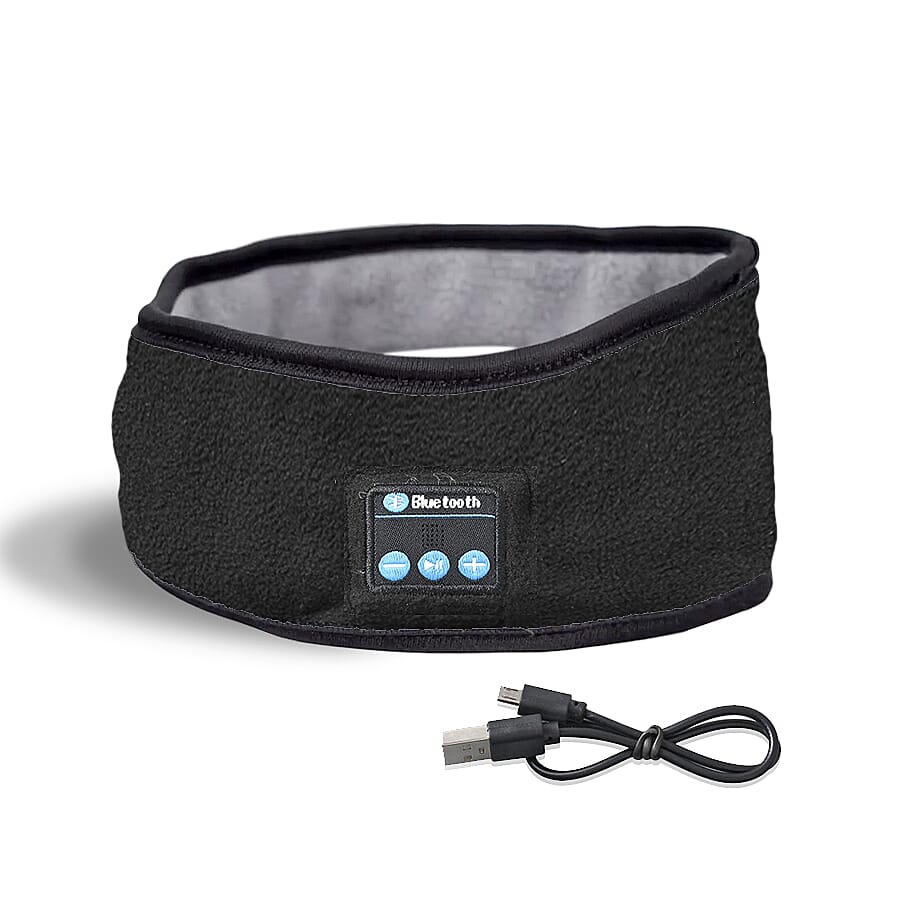 200mah Wireless Bluetooth Music Fleece Warm Headband with USB Cable (Size 25x9x3 Cm) - Black 8714977 0