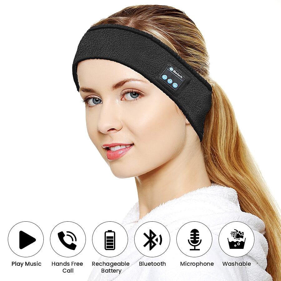 200mah Wireless Bluetooth Music Fleece Warm Headband with USB Cable (Size 25x9x3 Cm) - Black 8714977 2