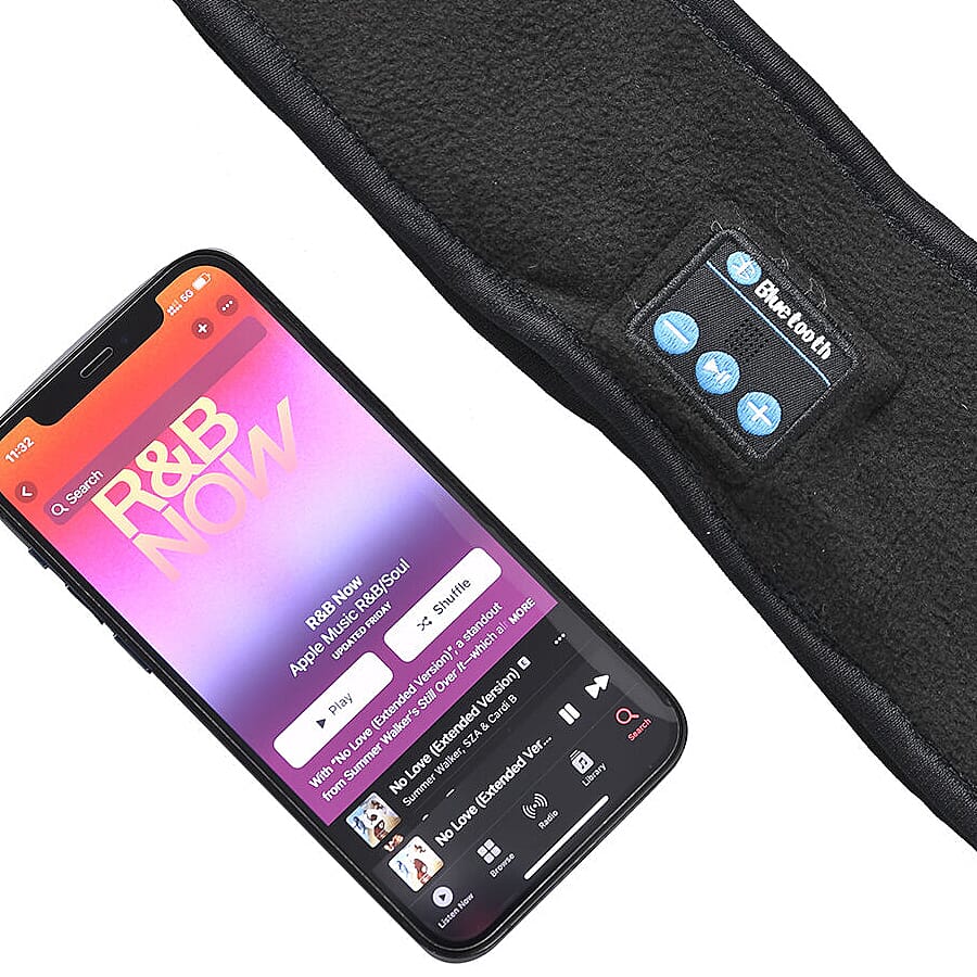 200mah Wireless Bluetooth Music Fleece Warm Headband with USB Cable (Size 25x9x3 Cm) - Black 8714977 3