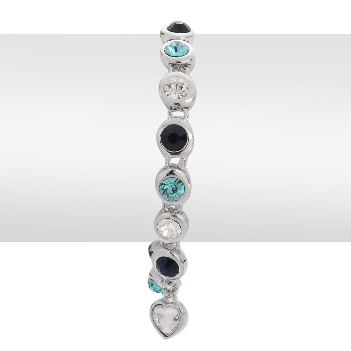 White, Blue &amp; Black Crystal Bracelet (Size 7.5-2) in Silver Tone 2019087 4
