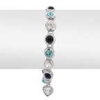 White, Blue & Black Crystal Bracelet (Size 7.5+2) in Silver Tone_2019087_3